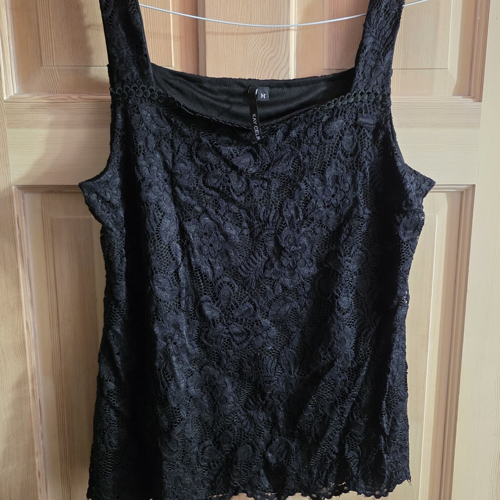 Kay Celine Black Lace Camisole Top